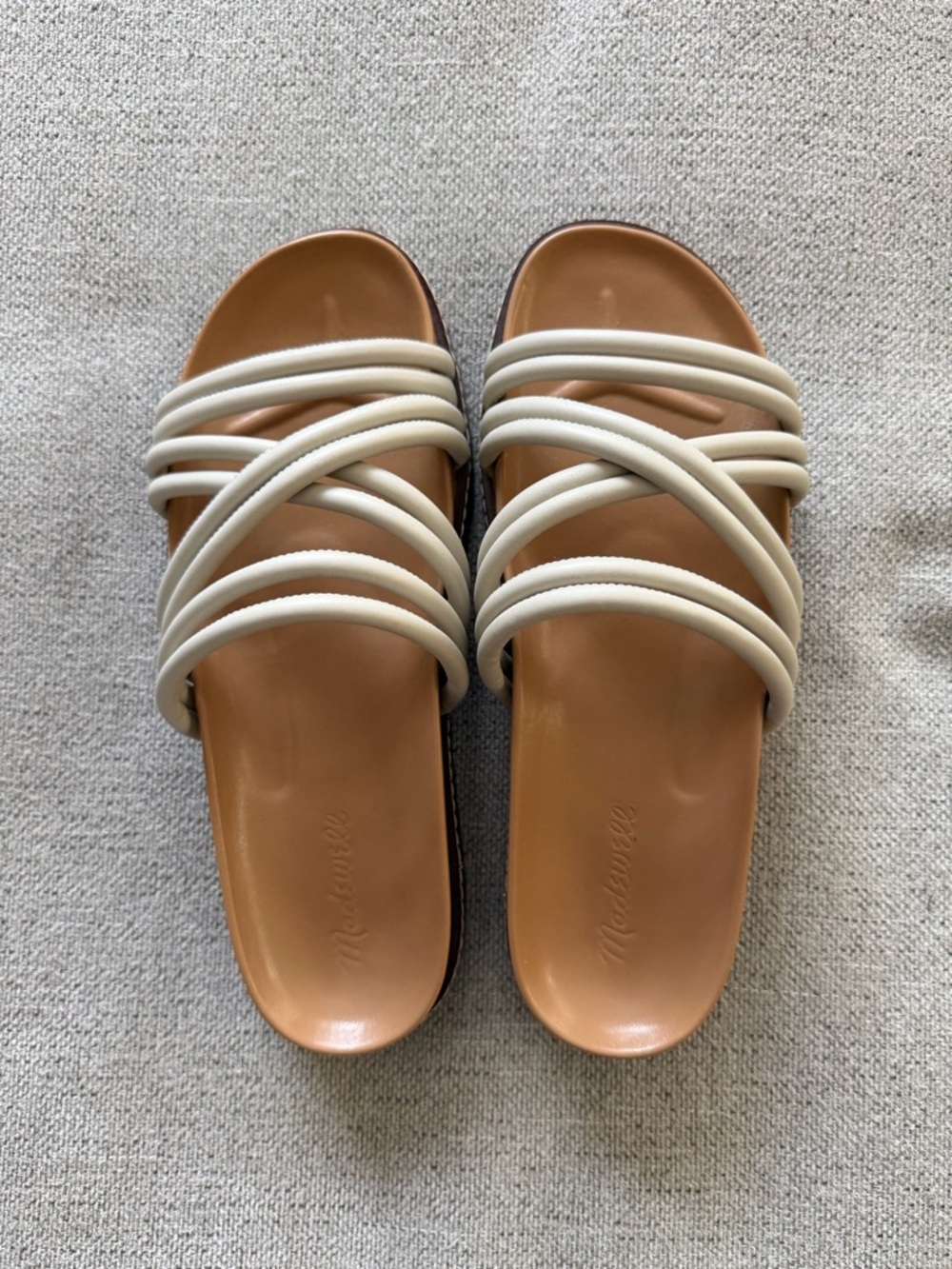 NWOT Madewell Cream Multi-Strap Slide Sandals size 8.5